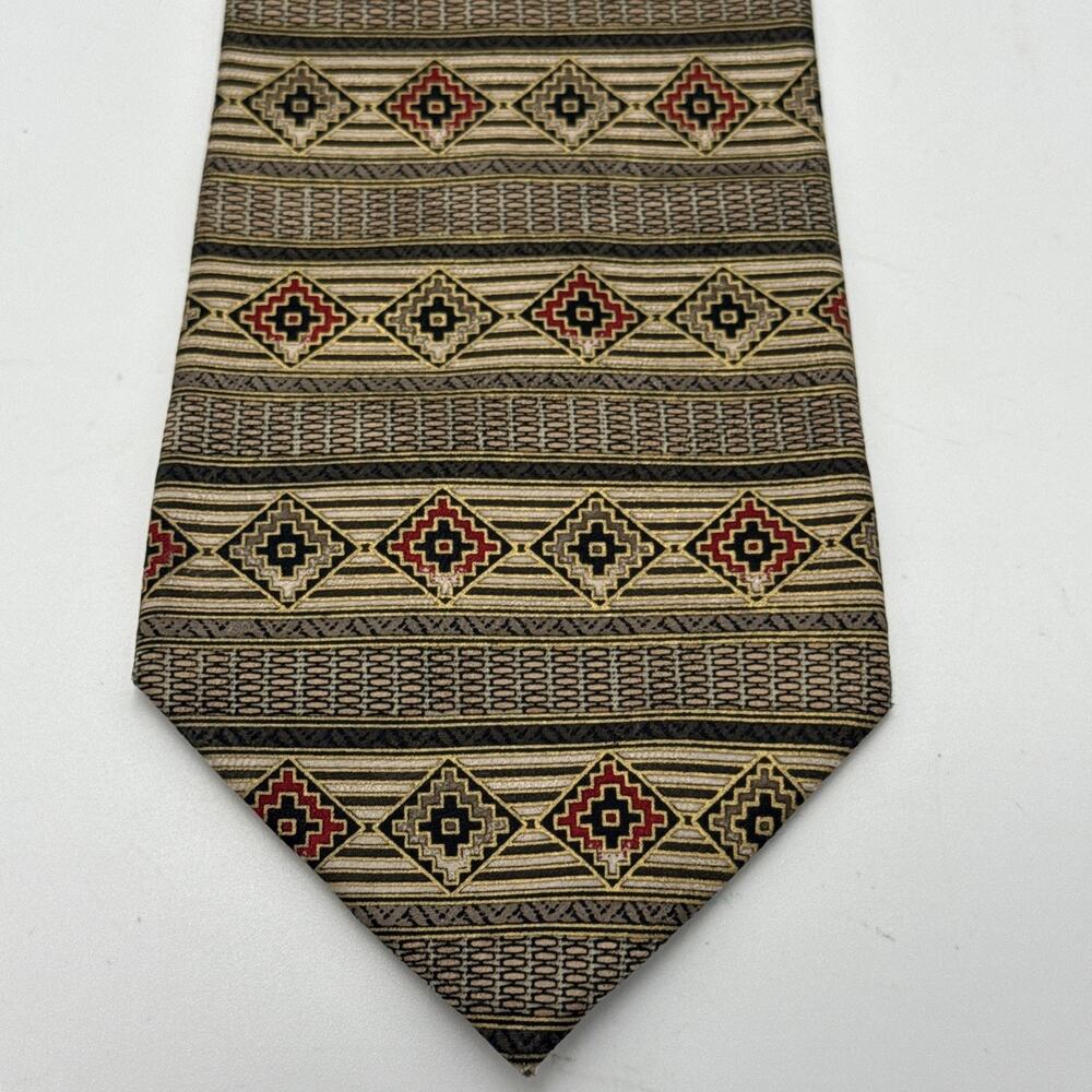 Ottimo Uomo Mens Art Deco Aztec Baroque Medallion Silk Necktie 59x4 Office